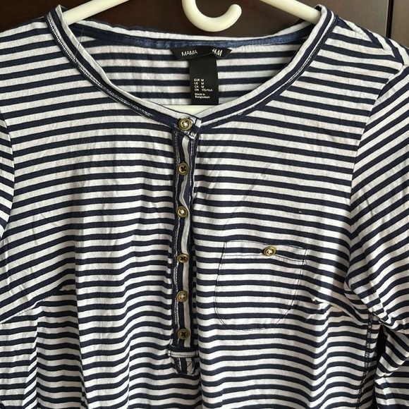 H&M Striped Henley Maternity Top - Picture 2 of 9